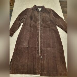 Vintage JL Studio 100% Leather Brown Trench Coat 16W Jessica London